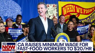 California raises minimum wage for fast food workers to 20 per hour  LiveNOW from FOX [upl. by Ahsyen]