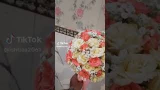 bouquetbridal💐 party flowersdiy bridal bouquet faux flowerscascading juiceflower arranging [upl. by Finstad]