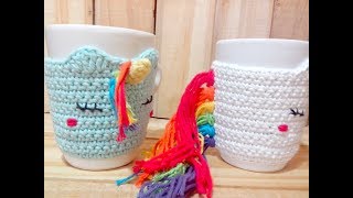 Unicornio crochet Funda de taza Unicornio tejido a crochet [upl. by Boland]