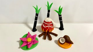 ❤️ Clay art making Lohri Pongal and Makar Sankranti special model craft tutorial easy DIY [upl. by Wershba]