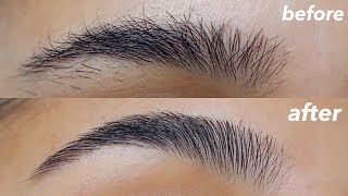 HOW TO GROOM  SHAPE YOUR EYEBROWS super easy  at home [upl. by Puiia]