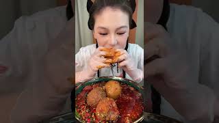 🔥🥓 ASMR MUKBANG Spicy Pork Belly amp Crunchy Bites 매운 삼겹살과 바삭한 소리의 완벽한 조화 🎧😋 ASMR mukbang short [upl. by Amathiste]