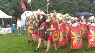 Roman Reenactment at the Amphitheatre in Caerleon Marching In [upl. by Orlan]