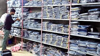 Wholesale Market of Original Jeans in Mumbai Bhiwandi Warehouse [upl. by Riess621]