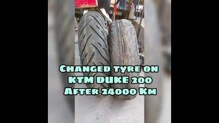 Tyre Change  24000 Km  KTM DUKE 200  MRF REVZ C1 150R17 [upl. by O'Callaghan964]