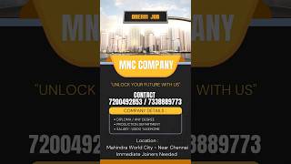 MNC Company Direct Recruitment 🔥 Chennai Jobs Today openings job [upl. by Petrick181]