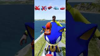 Strange McQueen Cars Jump Over Freddy Fazbear Sonic amp Mr Beast  BeamNGdrive [upl. by Gannie]