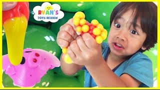 SQUISHY BALLS Mesh Slime and Learn Colors and Animals name [upl. by Nylecoj]