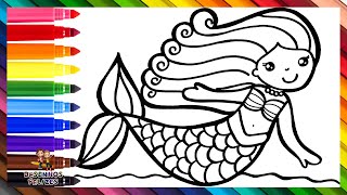 Desenhar e Colorir uma Sereia Fofa 🧜‍♀️🌊🐚🌈 Desenhos para Crianças [upl. by Joette529]