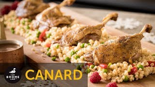 Recette de confit de cuisses de canard sur lit dorge et framboises [upl. by Attaymik]