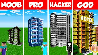 Minecraft Battle NOOB vs PRO vs HACKER vs GOD HOTEL SKYCSRAPER HOUSE BUILD CHALLENGE  Animation [upl. by Brenn357]