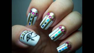 Egyptian Cleopatra Halloween Nail Art Design [upl. by Alison]