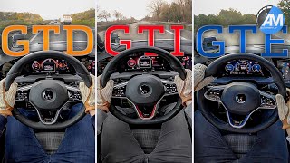 Golf 8 GTD vs GTI vs GTE  0100 amp 100200 kmh acceleration🏁  by Automann [upl. by Ylehsa995]