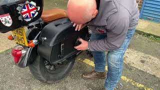 Klickfix how to fit to saddlebags drill and mount to Klickix saddlebags CustomCruisersLimited [upl. by Natica485]