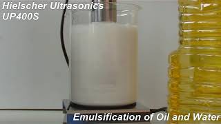 Ultrasonic Emulsification of Oil in Water  Hielscher Sonicator [upl. by Fabrice538]