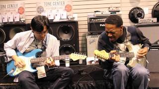 Little Wing  Tomo Fujita and Eric Gales with Eminence at NAMM 2012 [upl. by Atiuqehs555]