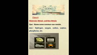 Name some common nonmetals class8 Material Metals and non metals [upl. by Rhys]