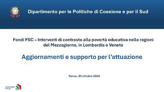 Webinar del 03 ottobre 2024  FSC Povertà Educativa [upl. by Chipman]