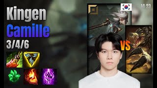 Kingen Top Camille vs Renekton lol KR solo rank Full Game 1423 [upl. by Eniamat]