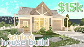 bloxburg  15k spring house exterior  build tutorial amp tour pt 1 WITH VOICE [upl. by Stilla]