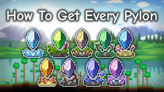 HOW TO GET EVERY PYLON In Terraria 144 [upl. by Zosima]