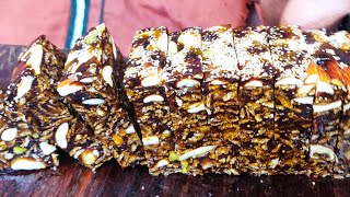 Dry Fruit Halwa Making  Dates Halwa Recipe  Dry Fruit Barfi Recipe  Indian Sweets Making Videos [upl. by Filberte]