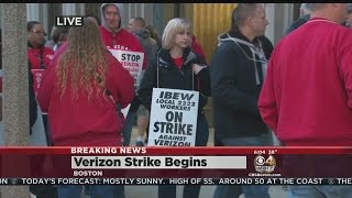 Verizon Workers Strike In Boston [upl. by Timmie617]