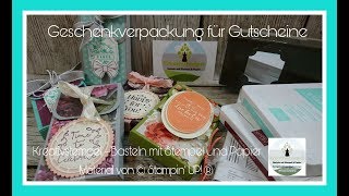 Geschenkverpackung Geldgeschenke Gutscheinverpackung mit Produkten von Stampin UP [upl. by Weitman610]