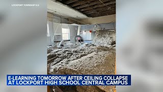 Classroom ceiling collapses at suburban Chicago high school [upl. by Trillbee188]