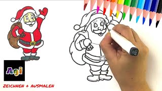 Weihnachtsmann zeichnen  Weihnachten  ❄️ Malen mit Agi ❄️ Schritt für Schritt Einfach [upl. by Nylasoj]