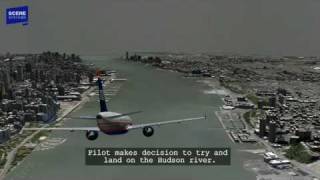 Hudson River Plane Landing US Airways 1549 Animation with Audio [upl. by Libbey742]