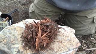 Ferrocerium Tinder Tricks Shredded Bark [upl. by Einnob854]