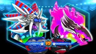 LEOPARD L4 VS SALAMANDER S4 BEYBLADE BURST APP [upl. by Ruggiero]