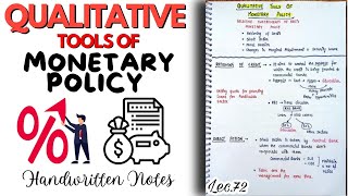 Qualitative Tools of Monetary Policy  Indian Economy Lec72  Handwritten notes An Aspirant [upl. by Yancy]