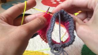 Sock knitting with small circular needles  step 3 [upl. by Tija961]