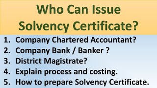 Who can issue solvency certificate for tender  solvency certificate process and costing  Solvency [upl. by Horan]