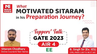 GATE 2023 Topper EE  Sitaram Choudhary AIR4Toppers Talk MADE EASY Student  With B Singh Sir [upl. by Searby]