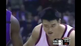 Yao Ming blocks Shaquille ONeals first three shots and scores Houstons first three buckets in h [upl. by Irret]