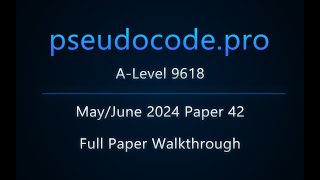 Past Paper MayJune 2024 Paper 42 ALevel 9618  Java  Python  VB [upl. by Chil584]