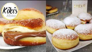 Berliner  Kreppel  Krapfen  gelingsicheres Rezept  Berliner Pfannkuchen mit Marmelade amp Nutella [upl. by Navoj]