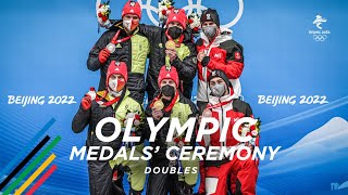 Olympic medals‘ ceremony in Doubles luge at the Beijing 2022 Winter Games [upl. by Ayrotal331]