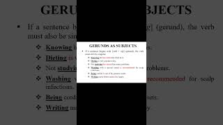 Gerunds as Subjects  Gerunds as Subjects english englishgrammar gerunds subject english [upl. by Amaral]