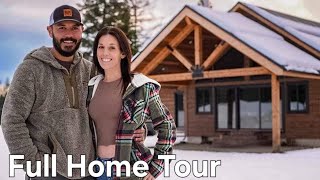 Welcome Inside Our DIY Concrete Log Cabin  Full Home Tour [upl. by Amek]