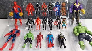 AVENGERS TOYS 24 Action FiguresUnboxingASMRMarvelIronmanHulkSpidermanThorToys [upl. by Yalcrab]