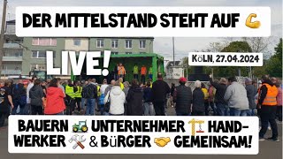 Der MITTELSTAND steht auf 💥 Bauern 🚜 Unternehmer 🏗 Handwerker 🛠 Bürger LKW Demo ❗ LIVE ❗Köln Werft [upl. by Gilly733]