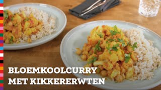 Bloemkoolcurry met kikkererwten  Gezond recept  Voedingscentrum [upl. by Kirkpatrick375]