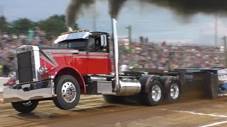 Pro Stock Semi Trucks Pulling At The Buck [upl. by Nanaek]