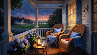 Soothing Summer Rain on the Porch with Soft Distant Thunder  Summer Rain Ambience for Relax amp Sleep [upl. by Enohs]