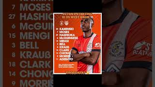 LUTONS STARTING XI VS WEST BROM 👀 ltfc WestBromwichAlbion tboystv [upl. by Hales]