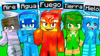 10 AMIGOS en UN BLOQUE ELEMENTAL en Minecraft [upl. by Lledor]